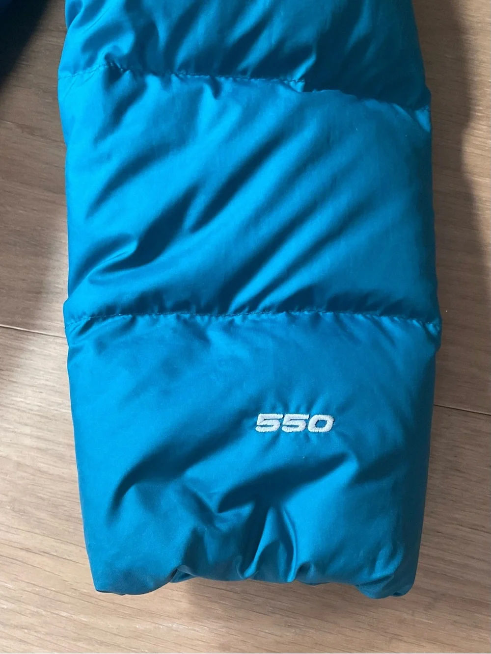The North Face Youth 550 Down Fleece Lined Teal Blue Puffer Jacket Coat M 10/12